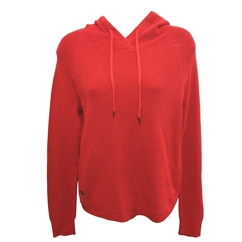 LAUREN RALPH LAUREN Coral Orange Lightweight Knit Hooded Sweater Medium - Picture 2 of 9